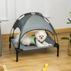 PawHut Elevated Cooling Pet Bed with Canopy for Small Dogs - Grey-Features a lightweight, steel frame making it highly durable 