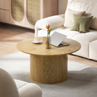 HOMCOM 31.5" Round Coffee Table for Living Room - Oak-Supports up to 110 lb for reliable daily use