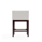 Manhattan Comfort Kingsley 21" Mid-Century Modern Faux Leather Upholstered Counter Stool - Ivory and Dark Walnut - 2 Pack-Delivered to you Fully Assembled! No Assembly Required