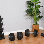 Soozier 66 lb Adjustable Dumbbells Weight Set for Body Fitness - Black-The weight dumbbell set can be stacked together, you can easily store and carry the set when finished   