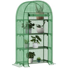 Outsunny 4-Tier Mini Greenhouse with Storage Shelves - Roll-Up Zippered Door - Steel Frame and PE Cover- UV-resistant plastic cover keeps warm and protects from UV rays and mild rain
 