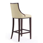 Manhattan Comfort Fifth Avenue 19" Traditional Faux Leather Upholstered Bar Stool - Cream and Walnut - 2 Pack-Delivered to you Fully Assembled! No Assembly Required
