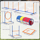 PawHut 11-Piece Dog Agility Training Equipment Set with Adjustable Hurdle, Ring, 3 Tunnels and Weave Poles-Adjust jump and hoop heights to challenge and build your dog's confidence 