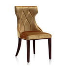 Manhattan Comfort Reine 19.7" Traditional Velvet Upholstered Dining Chairs - Antique Gold and Walnut - Set of 2-Standard 4-Leg Base