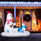 Outsunny 6' Lit Inflatable Polar Bear & Penguin Fishing on Board Christmas Decoration-White LED lights create a good, magical, eye-catching effect 