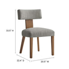 Modway Nalani Fabric Upholstered Dining Chairs - Heathered Weave Wheat/Deep Brown - 2 Pack-Solid Wood Legs and Back Support