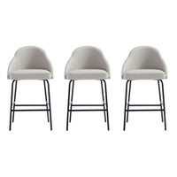 Manhattan Comfort Gracie 22" Modern Leatherette Upholstered Counter Stool - Stone and Black - 3 Pack-Modern Counter Stool with Backseat Perfect for Bar and Kitchen Use. Set of 3
