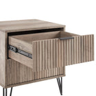 Manhattan Comfort DUMBO 20.07" Modern 2-Drawer Nightstand - Rustic Grey-Stylish Splayed Gold Metal Legs Adding Seamless Fashion Design and Durability