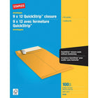 Staples Kraft Catalogue Envelopes with QuickStrip Closure - 9" x 12" - Brown - 100 Pack-Ideal for mailing catalogues, booklets, brochures and multi-page documents