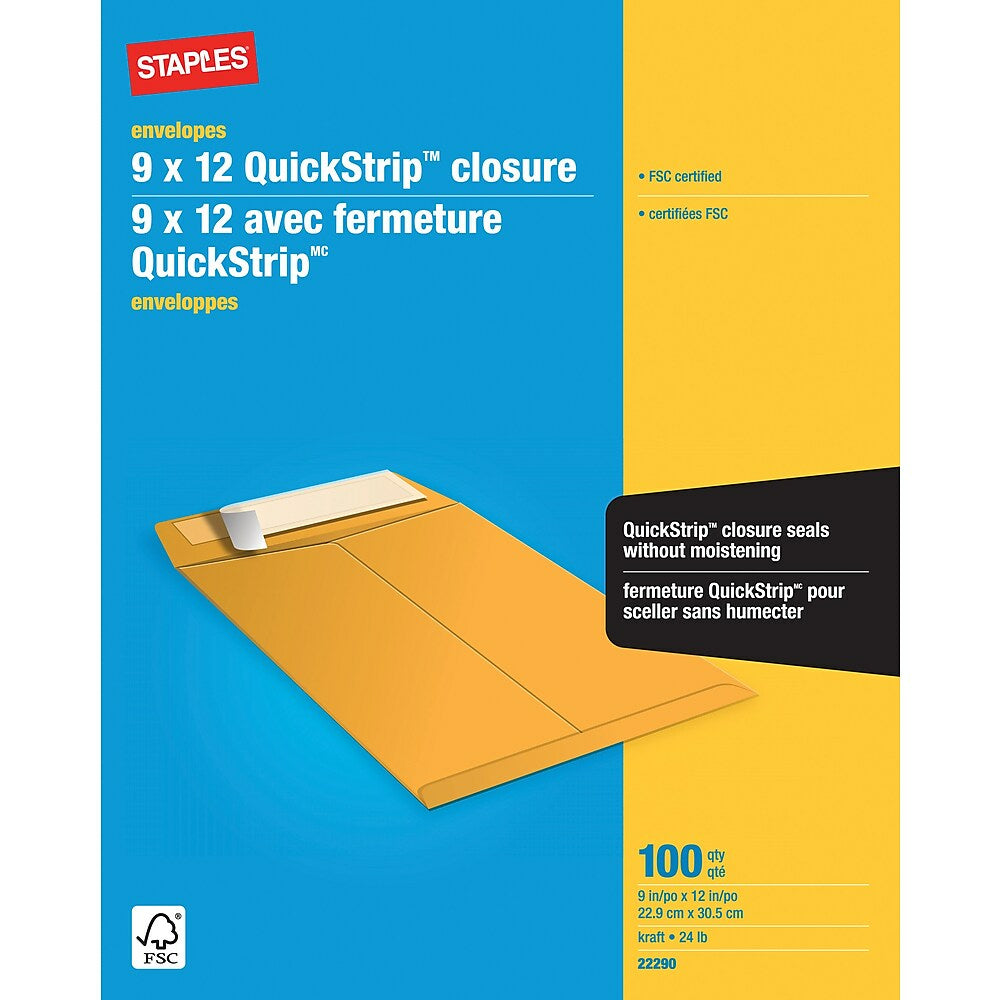 Staples Kraft Catalogue Envelopes with QuickStrip Closure - 9