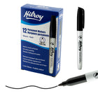 Hilroy Permanent Markers - Low Odour Ink - Fine Point - Black - 12 Pack-Multipurpose application:Engineered to write permanently on a wide range of surfaces—including paper, photos, plastic, wood, stone, and metal. Its versatile ink adheres reliably to most surfaces, making it perfect for both everyday tasks and demanding industrial environments