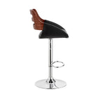Armen Living Karter Adjustable Height Bar Stool in Black Faux Leather & Walnut Wood with Chrome Base-4