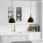 Hudson&Canal Elodie 8" Wide Pendant with Metal Shade - Blackened Bronze/Brass/Blackened Bronze-Rated for one 60W incandescent bulb - 9W LED bulb, 13W fluorescent (CFL) bulb, or 9W self-ballasted LED bulb, E26-base bulb, Bulb not included