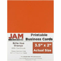 JAM Paper Printable Business Cards - 3-1/2" x 2" - Orange - 100 Pack-Color: Orange