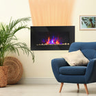 HOMCOM Wall-Mounted Electric Fireplace with LED Flame - Black-Adjustable LED flame with seven colours creates a cozy, year-round ambiance 