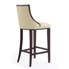 Manhattan Comfort Fifth Avenue 19" Traditional Faux Leather Upholstered Bar Stool - Cream and Walnut - 3 Pack-Delivered to you Fully Assembled! No Assembly Required