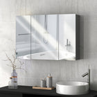 Kleankin Wall Mount Medicine Cabinet with Mirror - 35" W x 24" D - Grey-Ample storage shelves meet different requirements