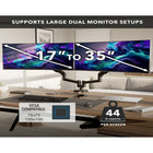 Mount-It! Heavy-Duty Dual Monitor Mount with Gas Spring Arms - Fits Monitors up to 35"-Compatible Tabletop Thickness: 0.4"-3.35" (clamp), 0.4"-1.9" (grommet)