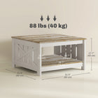 HOMCOM Farmhouse Coffee Table with Storage Shelf - Distressed Oak and Brown-Protective foot pads prevent floor damage