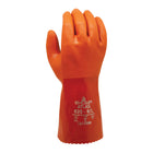 Atlas Full PVC Double Coated Rough Grip 12" Cuff Glove - Knit Cotton Liner - Orange - Large -PVC coating