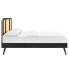 Modway Kelsea Cane and Wood Full Platform Bed with Splayed Legs - Black-Assembly Required