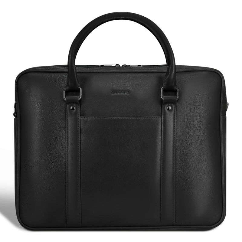 Champs Onyx Leather Briefcase - Black | staples.ca