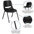 Flash Furniture HERCULES Series Black Ergonomic Shell Stack Chair with Black Frame-Double Support Braces
