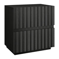 Hudson&Canal Jaylen Rectangular Fluted Nightstand - 24" W - Black Grain-Modern contemporary design for your bedroom, guest suite, or anywhere you need a little extra storage