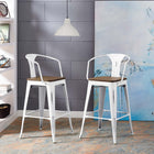 Modway Promenade Bar Stool - White-Laminated Bamboo Seat