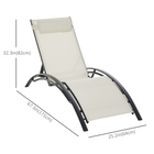 Outsunny Patio Reclining Lounge Chair with Adjustable Backrest Beige-Built with a hole in the center of the table for parasol