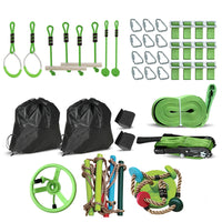 Qaba Kids Slackline Obstacle Course 10-Piece Set with 10m Rope-Six zipline kits for outside adventures 