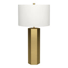 Hudson&Canal Warren 27.25" Tall Table Lamp with Fabric Shade - Brass/White-Contemporary design for your living room, office space or bedroom