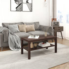HOMCOM 2 Tier Coffee Table with Storage Shelf for Living Room - Walnut-Colour: Walnut