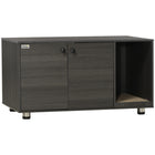 PawHut Cat Litter Box Enclosure with Scratching Pad - Black-Can be used as a cat litter box, cat house, or side table