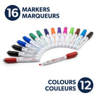 Quartet DryGuard Dry Erase Whiteboard Markers - Low Odour Ink - Chisel Tip - Assorted Colours - Magnetic Cap with Built-in Eraser - 16 Piece Set-Magnetic eraser cap:These markers allow you to keep an eraser at your fingertips for quick fixes while also letting you easily store your marker on any magnetic board