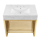 Modway Gridiron 36" Bathroom Vanity - White/Gold-Fixtures Not Included