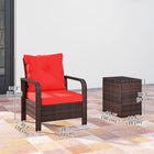 Outsunny 3-Pieces Wicker Patio Furniture Set - Red-Beautiful hand woven PE rattan, which is weather-resistant, durable and low maintenance    
