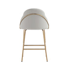 Manhattan Comfort Gracie 22" Modern Leatherette Upholstered Counter Stool - Stone and Gold-Minimal Assembly Required. Hardware Included