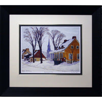 Winter Morning in Baie St Paul by Clarence Gagnon - Framed Print - 36" x 32"-High-quality art print professionally matted and framed