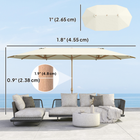 Outsunny Double Garden Patio Umbrella with UV 30+ Protection - 179.1" W x 104.3" D - Beige-Outdoor umbrella made from splash- and UV-resistant polyester to keep colors bright longer