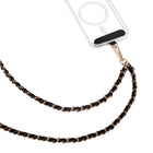 Evry Universal Metallic Chain & Vegan Leather Crossbody Phone Strap - Black & Gold-Compatible with all smatphones