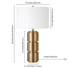 Hudson&Canal Campbell 27" Tall Table Lamp with Fabric Shade - Brass/White-Includes a 6 ft. cord with rotary socket switch