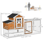 Pawhut 44" H Large Chicken Run with Waterproof Roof and Run - Orange-The main door's window allows for observationt 