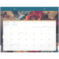 Cambridge 2026 Midnight Garden Monthly Desk Pad Calendar - 17" H x 21-3/4" W - Bilingual-Page size: 17" H x 21-3/4" W