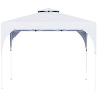 Outsunny 10 ft W x 10 ft L Pop Up Canopy with 2 Tier Vented Roof Carrying Bag - White-Ideal for weddings, outdoors parties and more