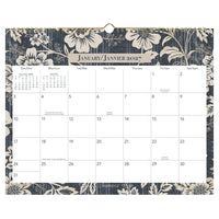 Cambridge 2027 Wall Calendar - 12" x 15" - Denim Blooms - Bilingual-Page size: 11-7/8" H x 14-7/8" W