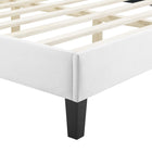 Modway Sienna Performance Velvet Queen Platform Bed with Black Wood Legs - White-Black Wood Legs With Non-Marking Caps