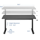 Uplite Height Adjustable Sit-Stand Ergonomic Desk - Black-TELESCOPIC HEIGHT ADJUSTMENT - The strong legs use telescopic adjustment transitioning from sitting to standing in no time.