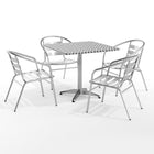 Flash Furniture 31.5'' Square Aluminum Indoor/Outdoor Table with 4 Slat-Back Chairs (TLH32SQ017BCHR4)-Aluminum/Aluminum, Plastic, Stainless Steel