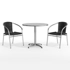 31.5'' Round Aluminum Indoor-Outdoor Table with 2 Black Rattan Chairs (TLH-ALUM-32RD-020BKCHR2-GG)-6